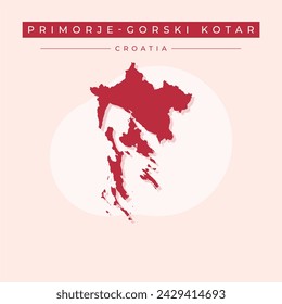 Primorje-Gorski Kotar County (Counties of Croatia, Republic of Croatia) map vector illustration, scribble sketch Primorje Gorski Kotar (Krk, Cres, Losinj and Rab island) map