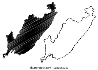 Primorsky Krai (Russia, Subjects of the Russian Federation, Krais of Russia) map vector illustration, scribble sketch Maritime Territory (Primorye) map
