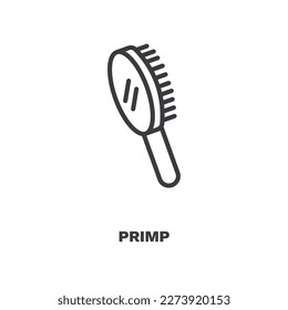 primp icon. Thin line primp icon from Hygiene and Sanitation collection. Outline vector isolated on white background. Editable primp symbol can be used web and mobile