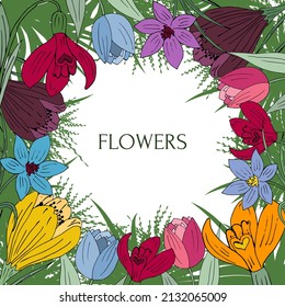 Primrose flowers for the holiday. Colorful illustration. Picture.