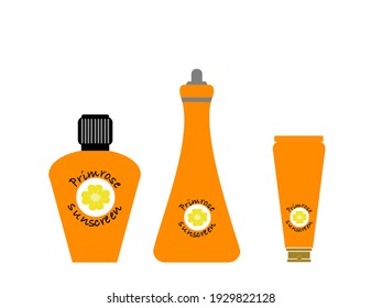 juego de botellas de protección solar con primrose, se puede aplicar a la piel en el sol. Conservar la piel suave, suave y húmeda.