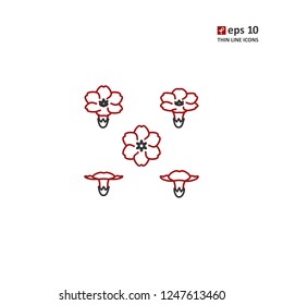 Primrose - vector thin line icon on white background. Symbol for web, infographics, print design and mobile UX/UI kit. Vector illustration, EPS10.