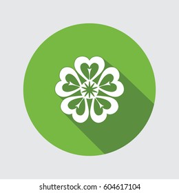 Primula flower icons. Spring flowers. Floral symbol. Round circle flat icon with long shadow. May be used in cuisine. Vector isolated.