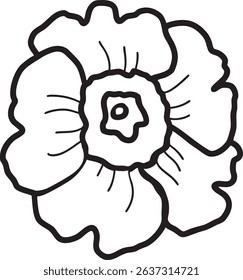Primula flower outline hand-drawn illustration in minimalist style. Line art botanical sketch, doodle. Great for wedding decor, invitation, happy birthday cards, textile design, colouring books