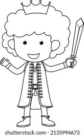 Prince black and white doodle character illustration