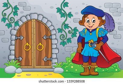 Prince by old door theme image 2 - eps10 vector illustration.
