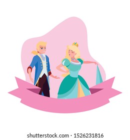 prince charming and princess of tales characters vector illustration design