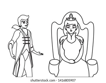 prince charming with queen on throne characters