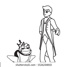 prince charming and toad of tales characters vector illustration design