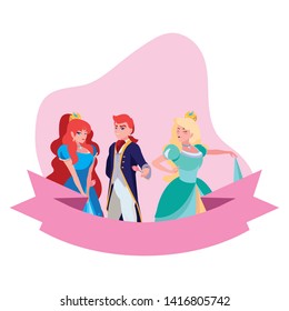 prince charming and two princess of tales characters