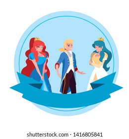 prince charming and two princess of tales characters
