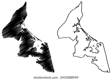 Prince County (Canada, Prince Edward Island Province, North America) map vector illustration, scribble sketch Comté de Prince map