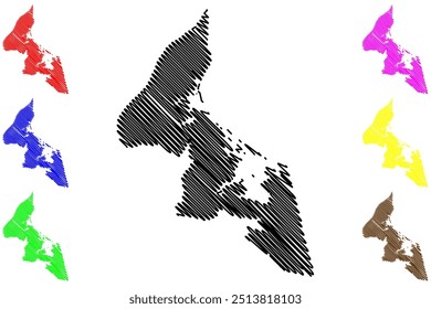 Prince County (Canada, Prince Edward Island Province, North America) map vector illustration, scribble sketch Comté de Prince map