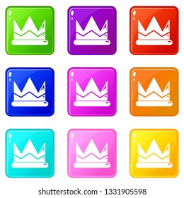 Prince crown icons set 9 color collection isolated on white for any design