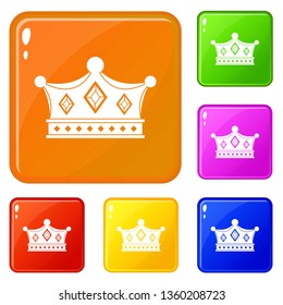 Prince crown icons set collection vector 6 color isolated on white background