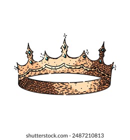 prince crown king hand drawn. queen gold, princess dom, symbol corona prince crown king vector sketch. isolated color illustration