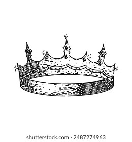 prince crown king hand drawn. queen gold, princess dom, symbol corona prince crown king vector sketch. isolated black illustration