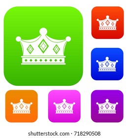 Prince crown set icon color in flat style isolated on white. Collection sings vector illustration