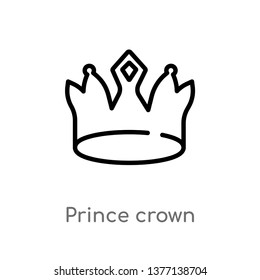 prince crown vector line icon. Simple element illustration. prince crown outline icon from shapes concept. Can be used for web and mobile