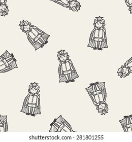 prince doodle seamless pattern background