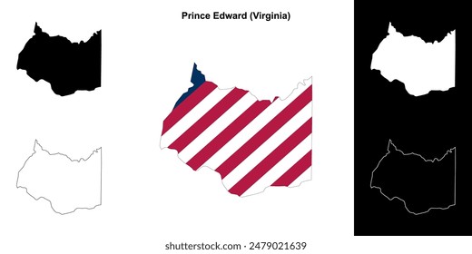 Prince Edward County (Virginia) outline map set