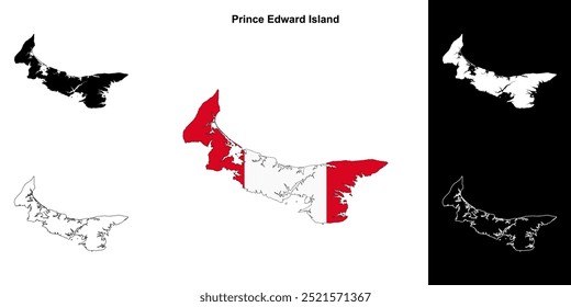 Prince Edward Island blank outline map set