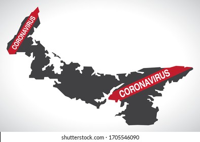 Prince Edward Island CANADA map with Coronavirus warning illustration