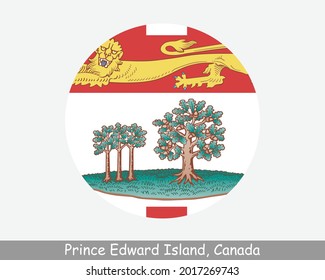Prince Edward Island Canada Round Circle Flag. PE Canadian Province Circular Button Banner Icon. EPS Vector