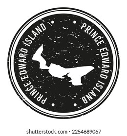 Prince Edward Island, Canada Silhouette Postal Passport. Stamp Round Vector Icon Map. Design Travel Postmark. 