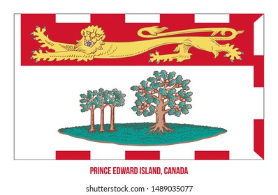 Prince Edward Island Flag Vector Illustration on White Background. Provinces Flag of Canada. Correct Size, Proportion and Colors.