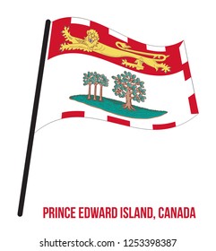 Prince Edward Island Flag Waving Vector Illustration on White Background. Provinces Flag of Canada. Correct Size, Proportion and Colors.