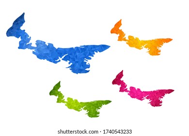 Mapa de la Isla del Príncipe Eduardo - Conjunto de fondo gráfico triangular triangular triangular de gradiente de estilo polo bajo, diseño poligonal para su ,Vector eps 10.