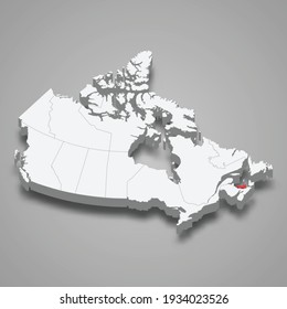 Prince Edward Island region location within Canada 3d isometric map