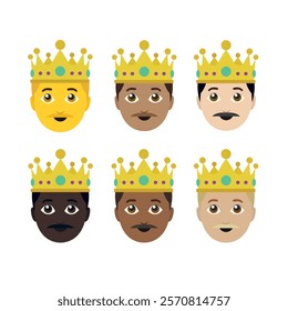 Prince emoji crown vector royal king illustration design