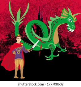 Prince fighting the dragon