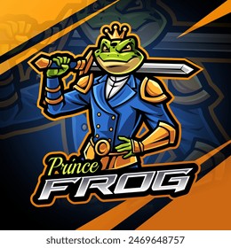 Prince frog esport mascot logo design
