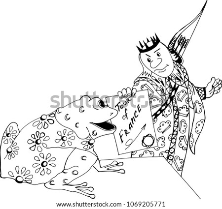 Prince Frog Freehand Sketch Drawing Adult Stock Vector