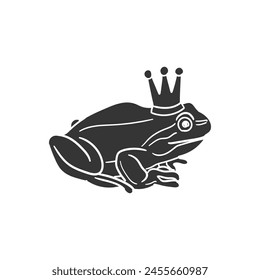 Prince Frog Icon Silhouette Illustration. Fairytale Vector Graphic Pictogram Symbol Clip Art. Doodle Sketch Black Sign.