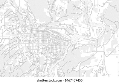 Prince George, British Columbia, Canada, bright outlined vector map with bigger and minor roads and steets created for infographic backgrounds.