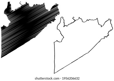 Prince George County, Commonwealth of Virginia (U.S. county, United States of America) map vector illustration, scribble sketch Prince George map