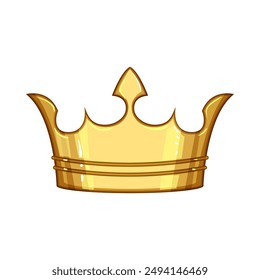 prince golden crown cartoon. royal award, corona realistic, kingdom luxury prince golden crown sign. isolated symbol vector illustration