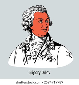 Prince Grigory Orlov — General Feldzeugmeister, favorite of Empress Catherine II, the second of the Orlov brothers, builder of the Gatchina and Marble Palaces. Hand-drawn vector illustration