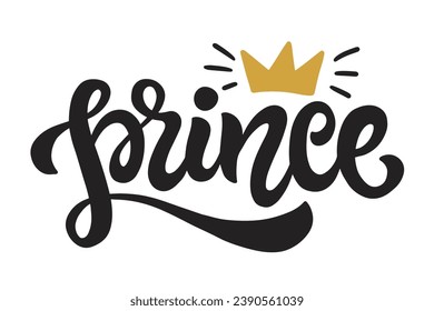 Prinzessin handgeschriebene Schriftzeichen-Vorlage. Kleiner Junge, moderne Kalligrafie-Textdrucke, Kinderposter, Design der Hemdbekleidung, Babydusche, Einladung zur Geburtstagsfeier Dekorelement