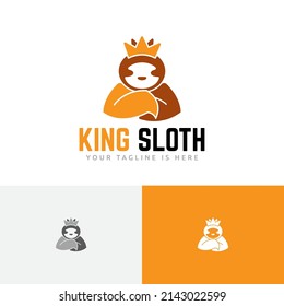 Prince King Sloth Golden Yellow Crown Mascot Logo