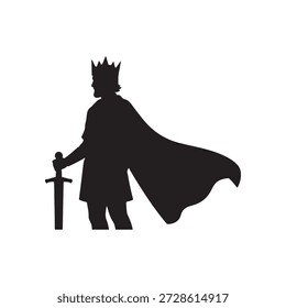 Príncipe medieval silhueta vetor plano ilustração design sobre fundo branco