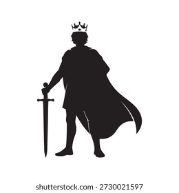 Príncipe medieval silhueta vetor plano ilustração design