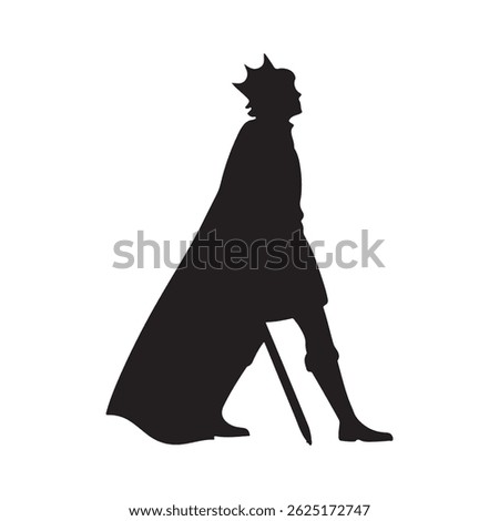 Prince medieval silhouette vector flat illustration 