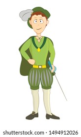 Prince, noble person, fairy-tale character. Flat design isolated on white. Adapted for web sites and mobile applications. Vector picture.