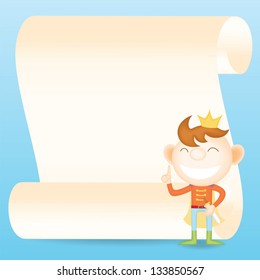 prince with parchment paper cartoon character