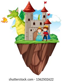 Prince and princess at the castle illustration